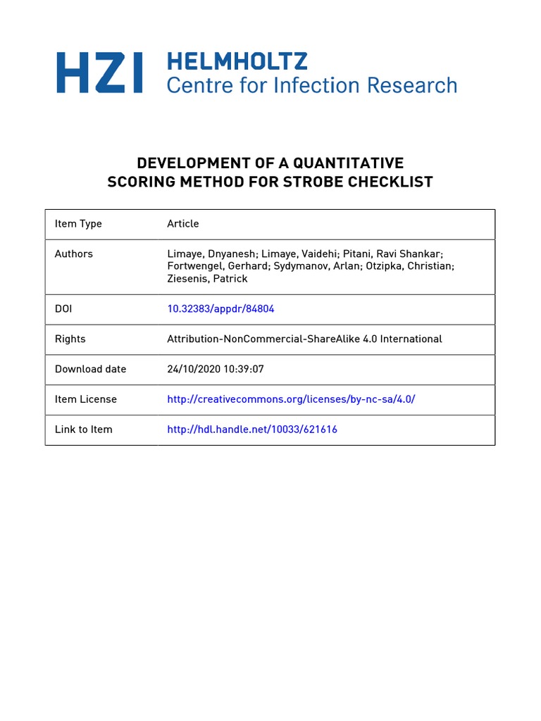 Development of A Quantitative Scoring Method For Strobe Checklist