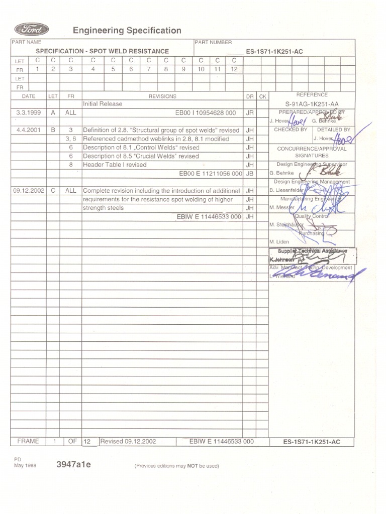 Ford Spot Weld Spec PDF Sheet Metal Welding