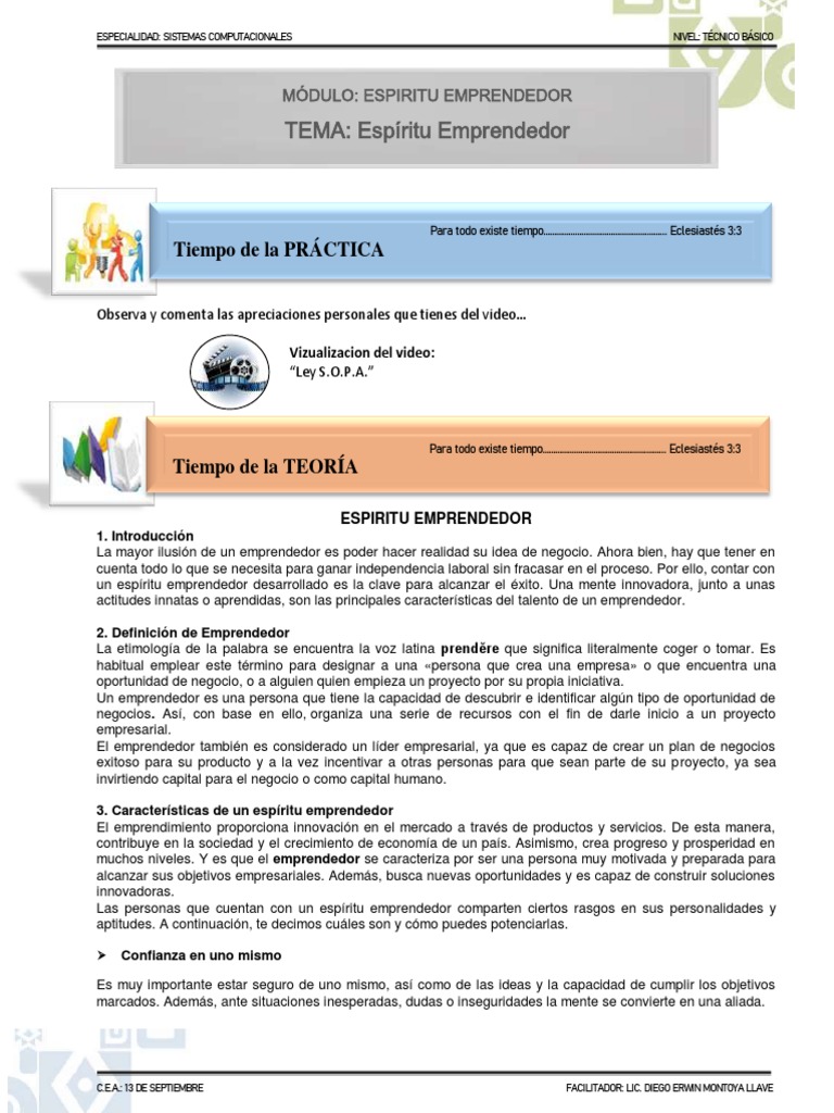 Guia Espiritu Emprendedor | PDF | Iniciativa empresarial | Liderazgo