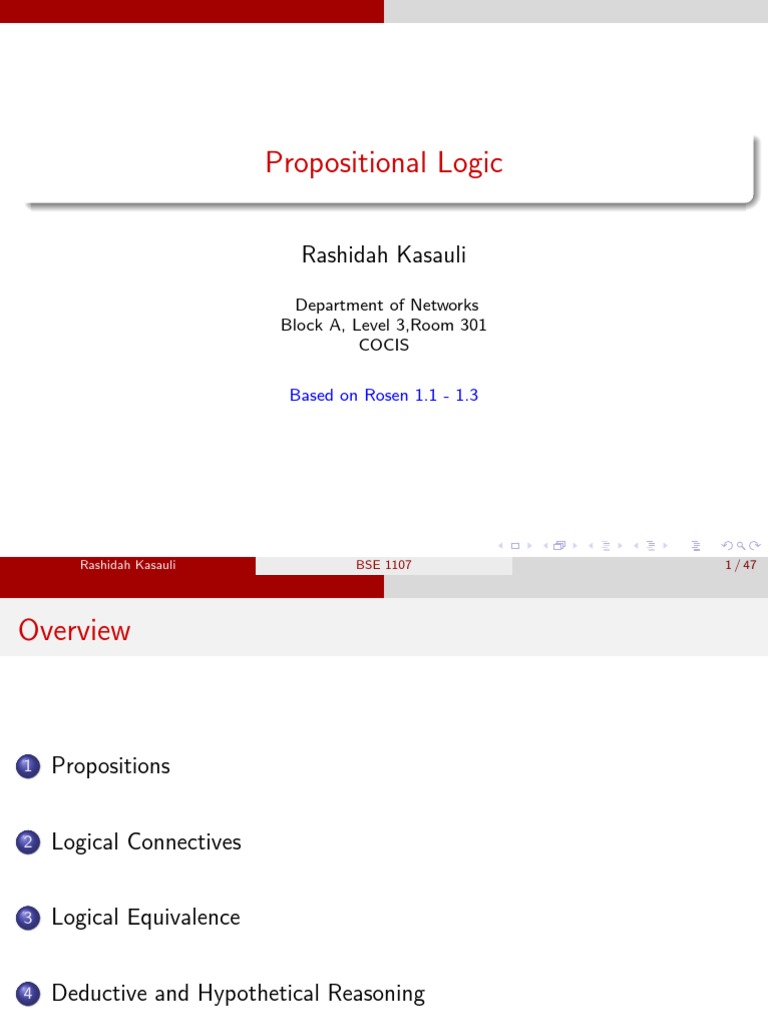 Propositional Logic | PDF | If And Only If | Contradiction