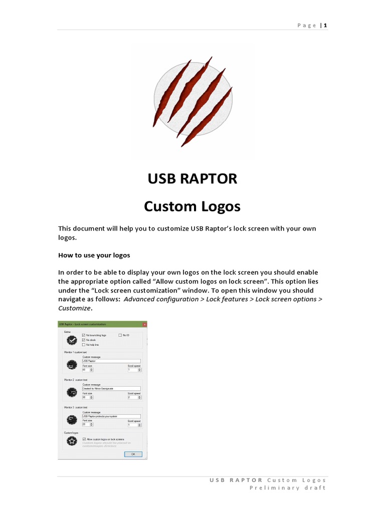 USB Raptor Custom Logos v1.0 | PDF