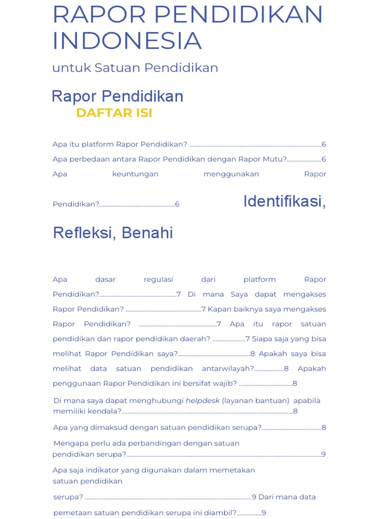 Rapor Pendidikan untuk Satuan Pendidikan | PDF | Karier & Perkembangan ...