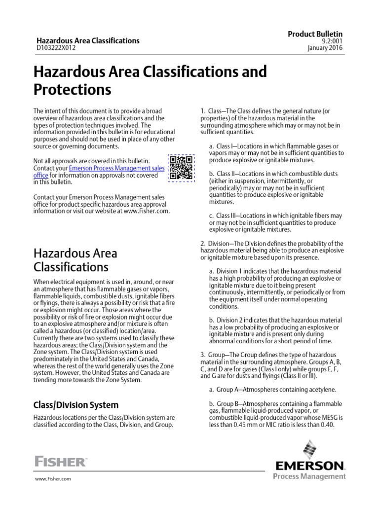 Hazardous Area Classifications and Protections by Emerson PDF
