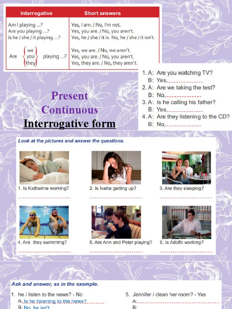 Present Continuous: Interrogative Form | PDF