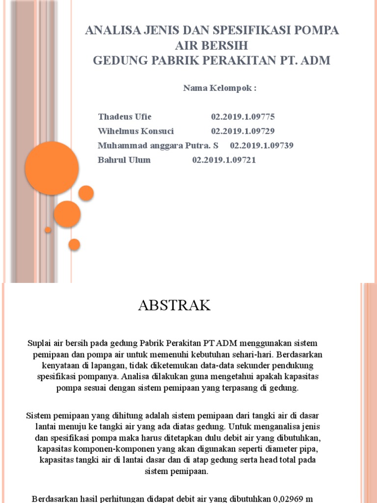 Tugas Ppt Pompa Kompresor Analisa Jenis Dan Spesifikasi Pompa Air