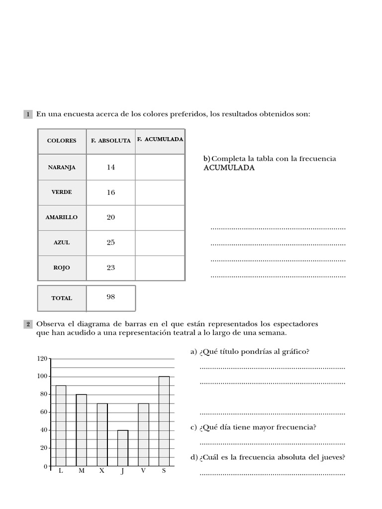 Ejercicios de Estadística para Primaria | PDF