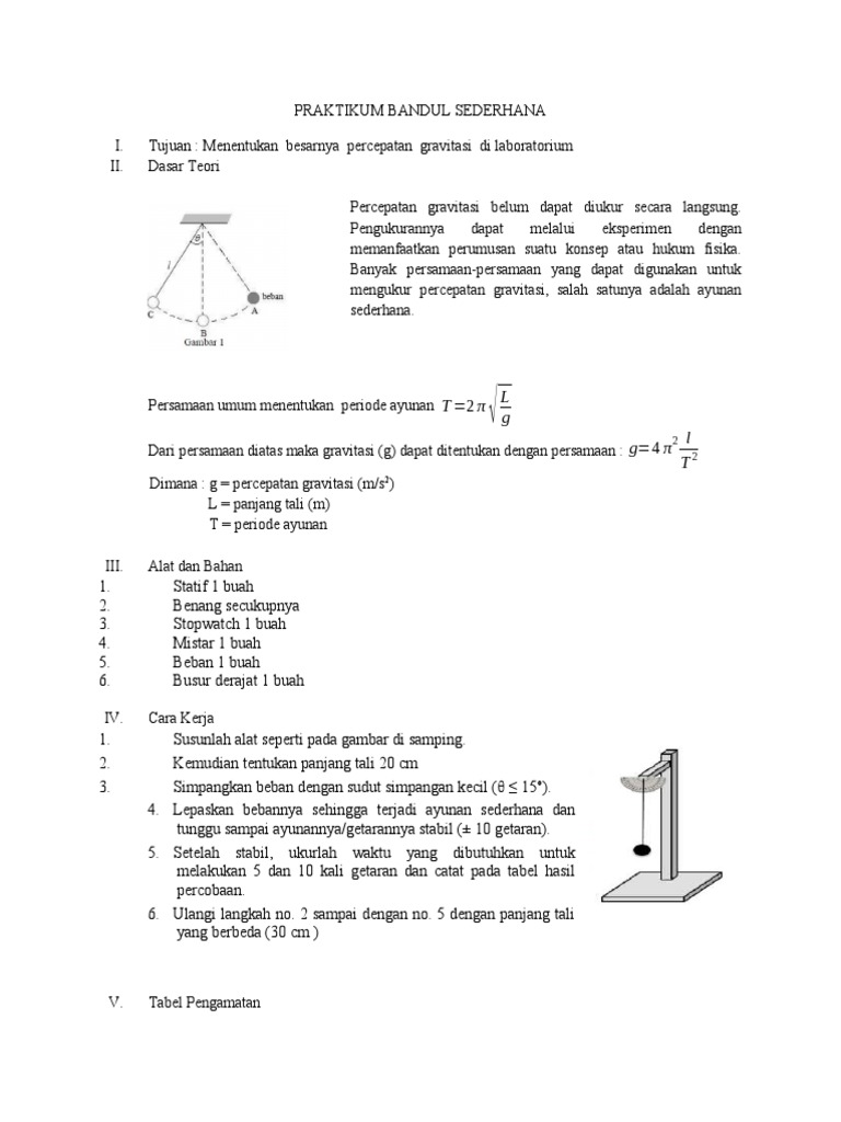 Praktikum Bandul Sederhana | PDF