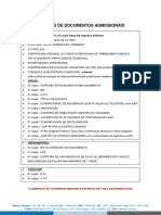 Documentos necessários para admissão