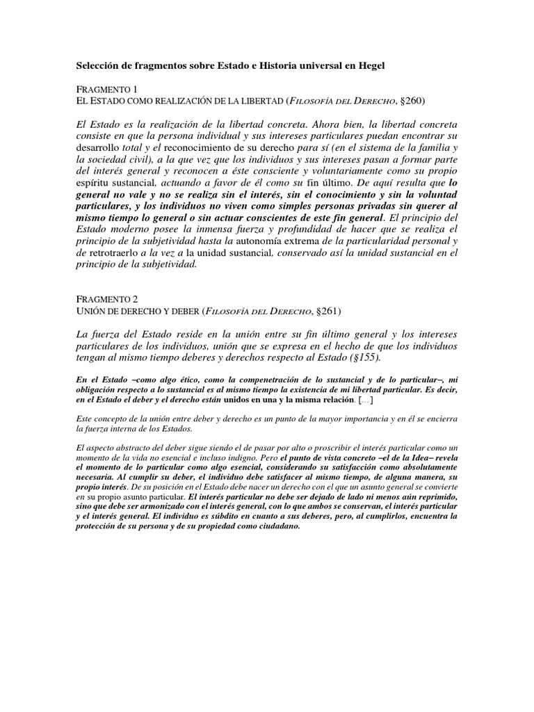 Hegel Estado E Historia Universal Pdf Estado Política Libertad