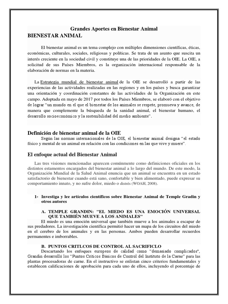 Aportes de Temple Grandin al Bienestar Animal | PDF | Bienestar de los ...