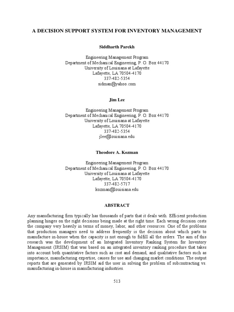 Integrated Inventory Management System | PDF | Inventory | Qualitative ...