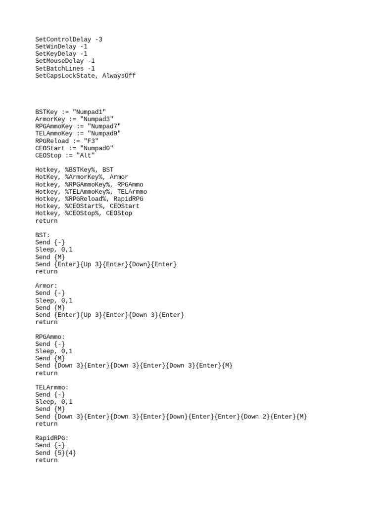 GTA Online Macro Control Script | PDF