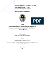 Gestión Administrativa en La Satisfacción Laboral de Los Docentes de La Institución Educativa #32318 Jorge Chávez Dartner