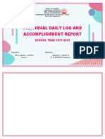 Individual Daily Log and Accomplishment Report: SCHOOL YEAR 2021-2022