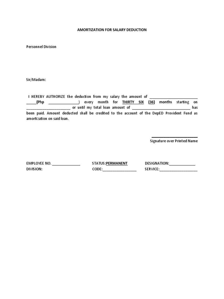 Authorization To DEDUCT | PDF | Finance & Money Management