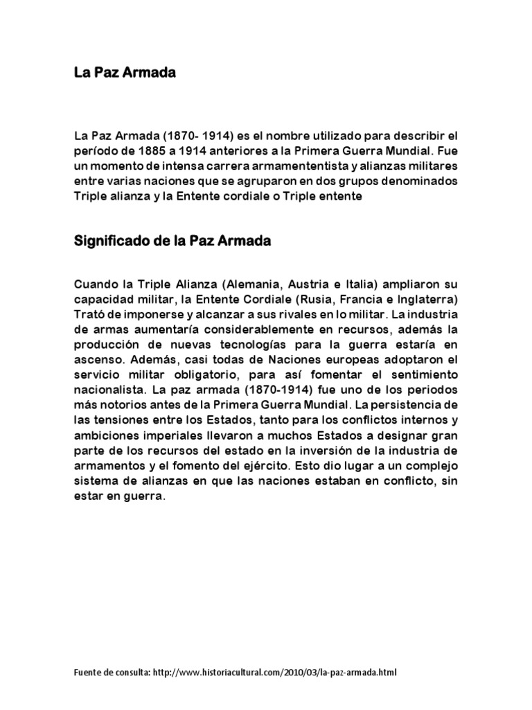 La Paz Armada: Causas y Consecuencias | PDF | imperio Alemán | Europa