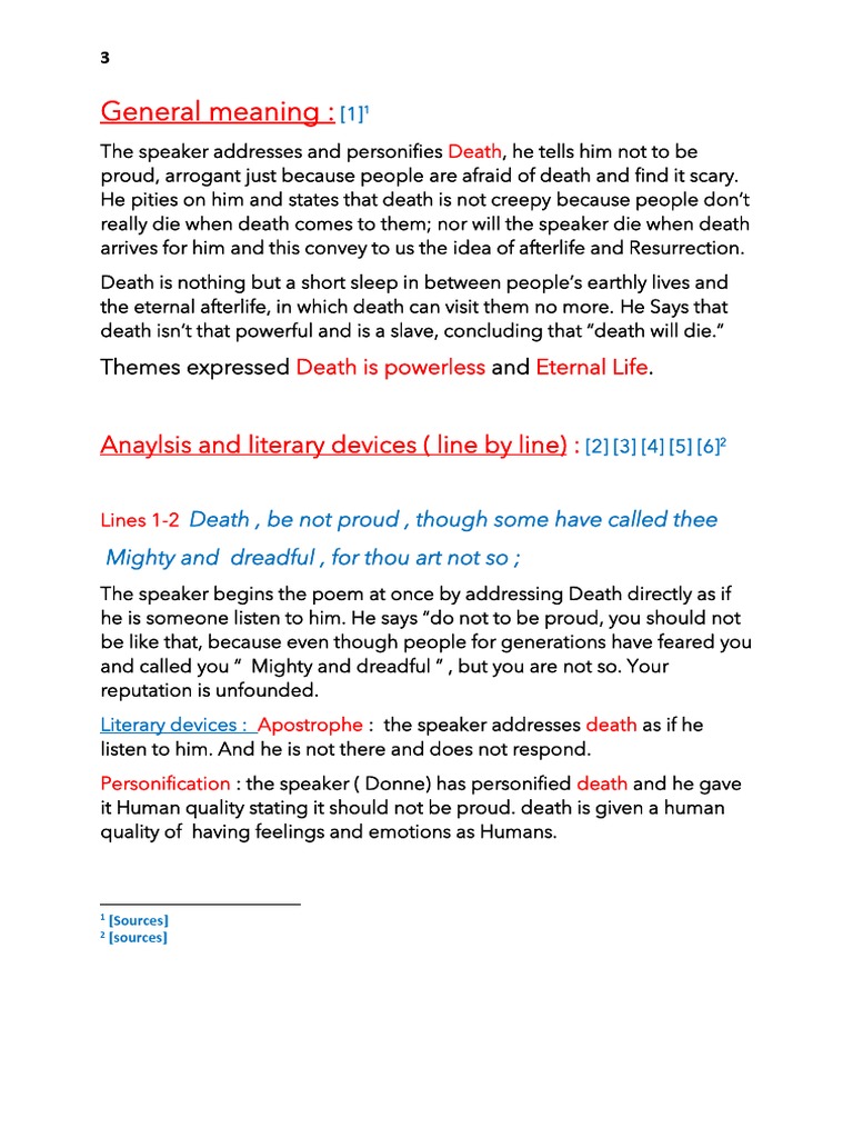 Death Be Not Proud PDF Poetic Form Poetic Devices