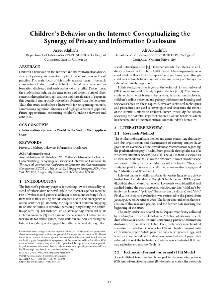 Children's Behavior On The Internet | PDF | Privacy | Machine Learning