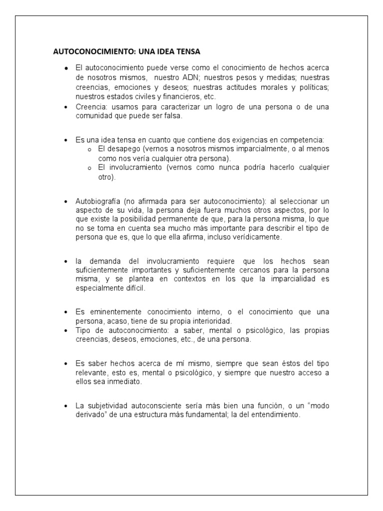 Autoconocimiento Lectura Pdf Las Emociones Conocimiento