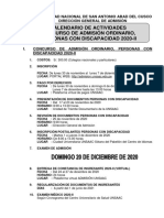 Calendario de Examen de Admision 2020-2-1