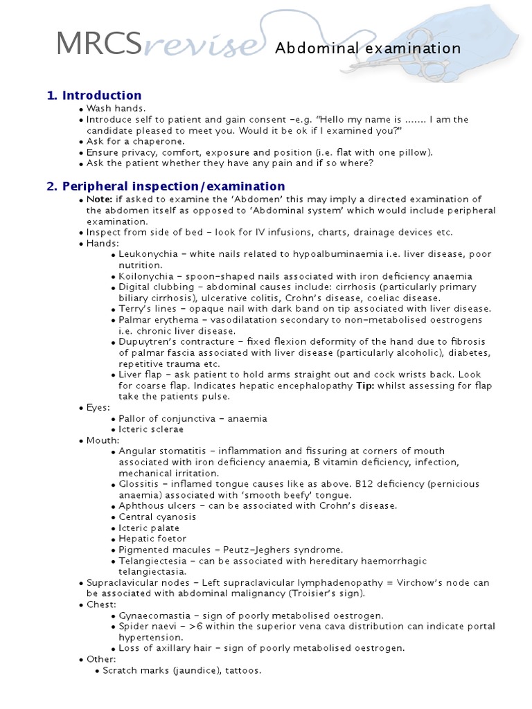 Abdominal Examination Guidelines | PDF | Cirrhosis | Medical Specialties