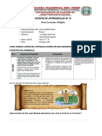 Sesión de Aprendizaje #12: Área Curricular: Religión 1.datos Generales