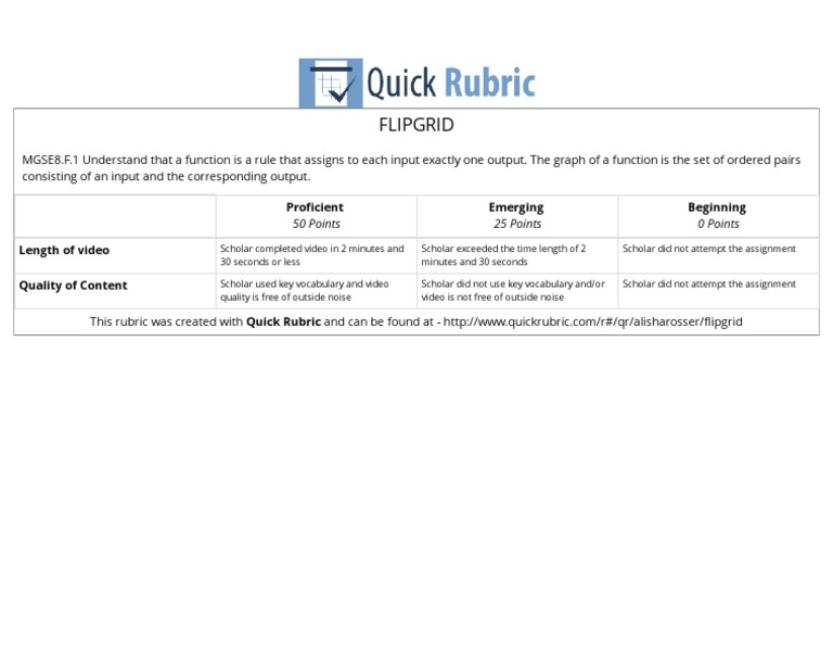 Flipgrid Rubric Pdf