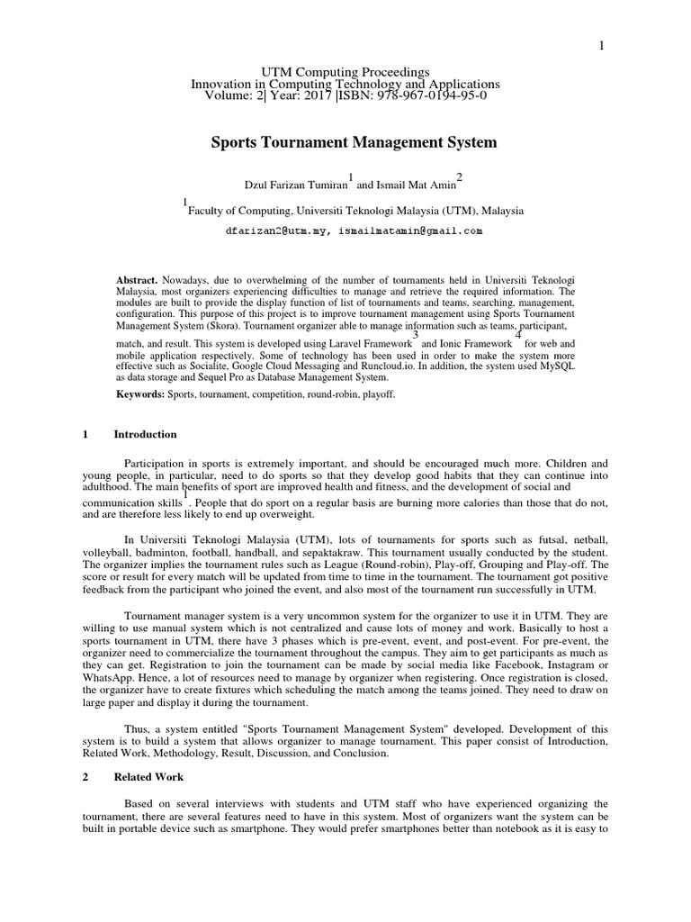 Sports Tournament Management System | PDF | User (Computing) | Model ...