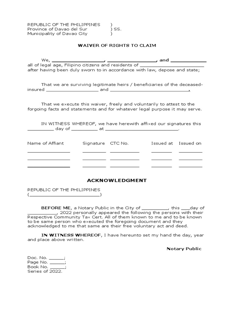 Waiver of Rights | PDF | Law