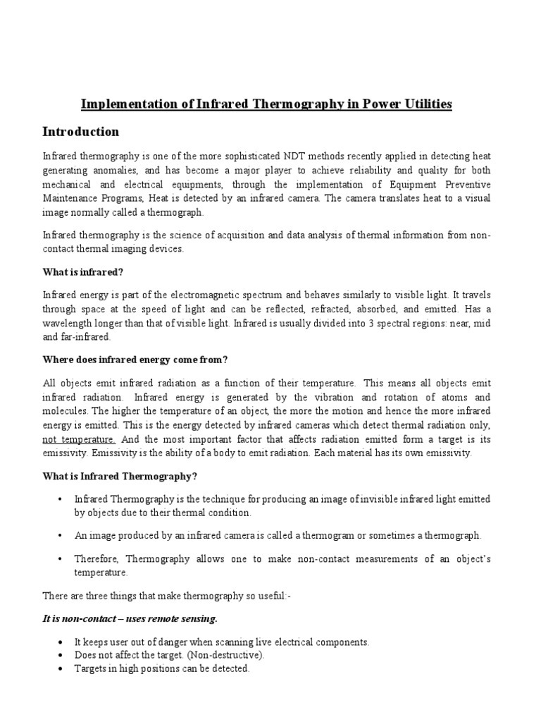Implementation of Infrared Thermography in Power Utilities | PDF ...