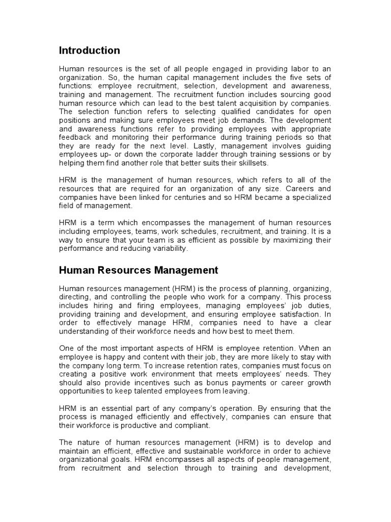 The Nature of Human Resource Management | PDF | Human Resource ...