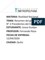 Trabajo de Realidad Nacional Presidentes Del Ecuador