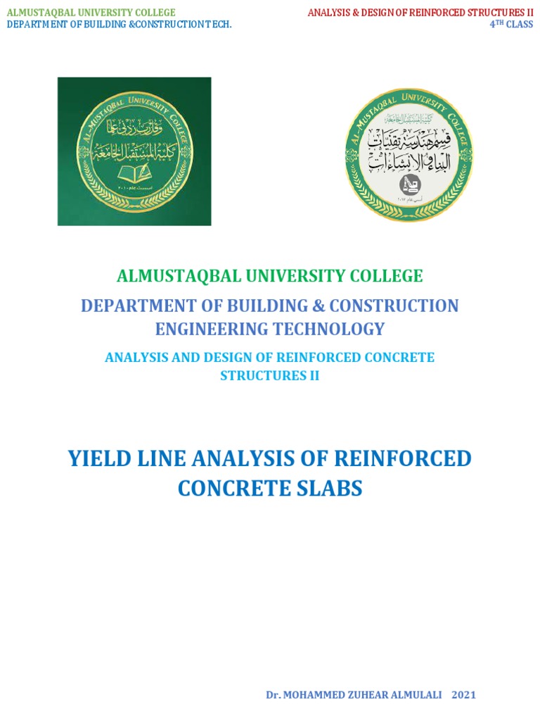 Yield Line Analysis of Reinforced Concrete Slabs: Almustaqbal ...