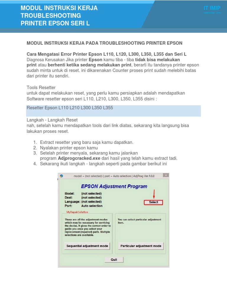 Troubleshooting Printer Epson L Series | PDF