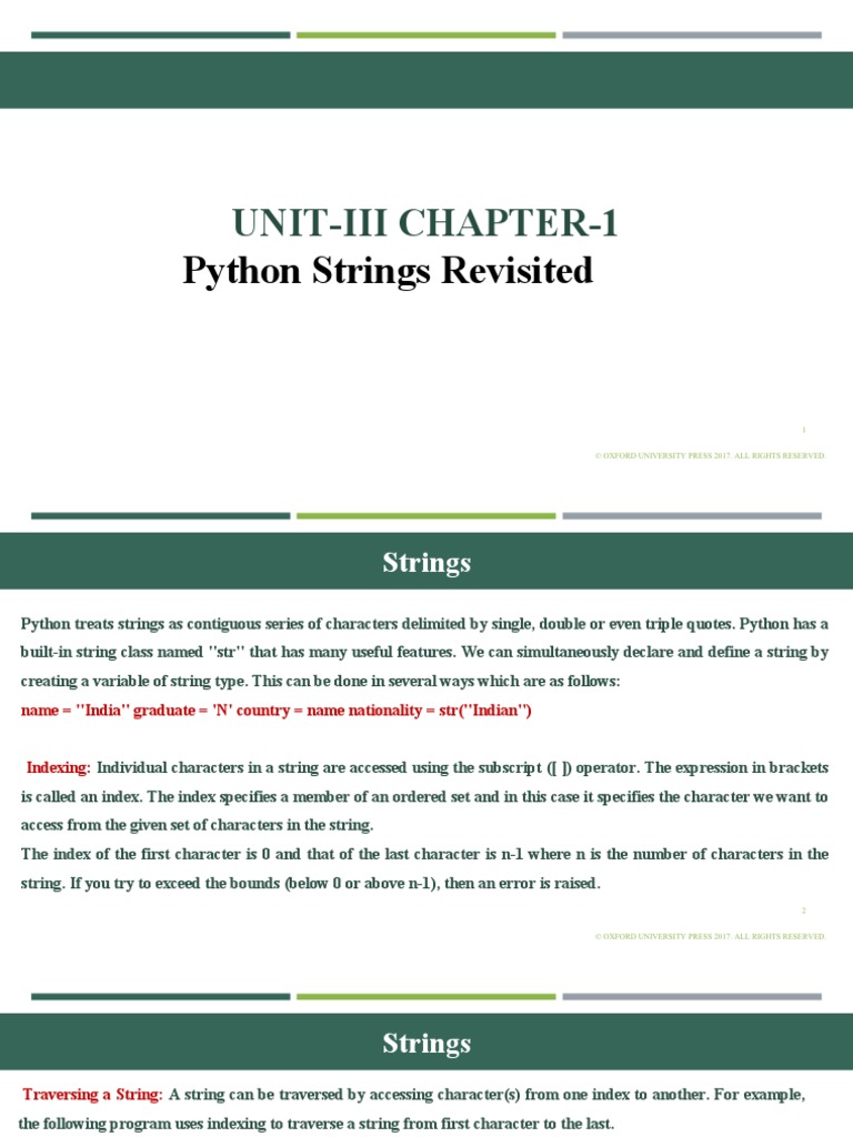 Unit-Iii Chapter-1: Python Strings Revisited | PDF | Language Arts ...