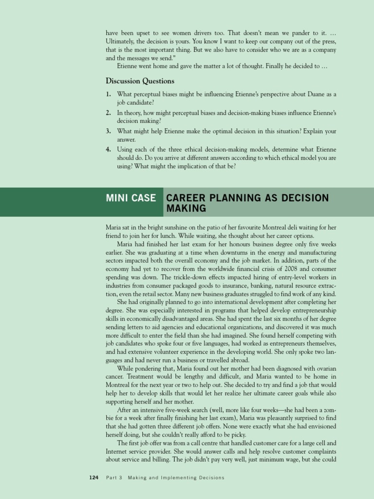 Career Decision-Making Case Study | PDF | Entrepreneurship | Decision ...