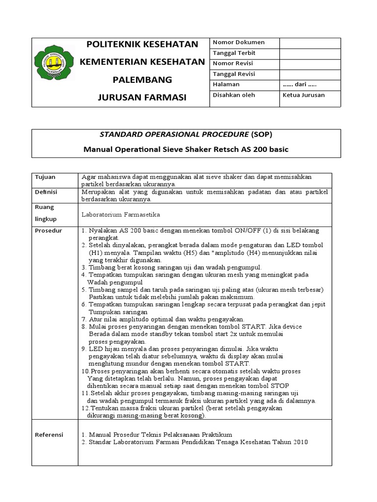 Sop Sieve Shaker PDF