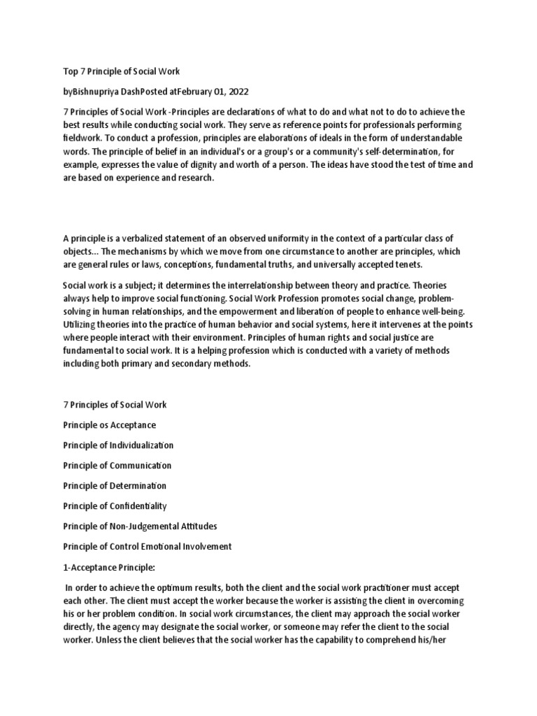 Top 7 Principle of Social Work PDF Communication Social Work