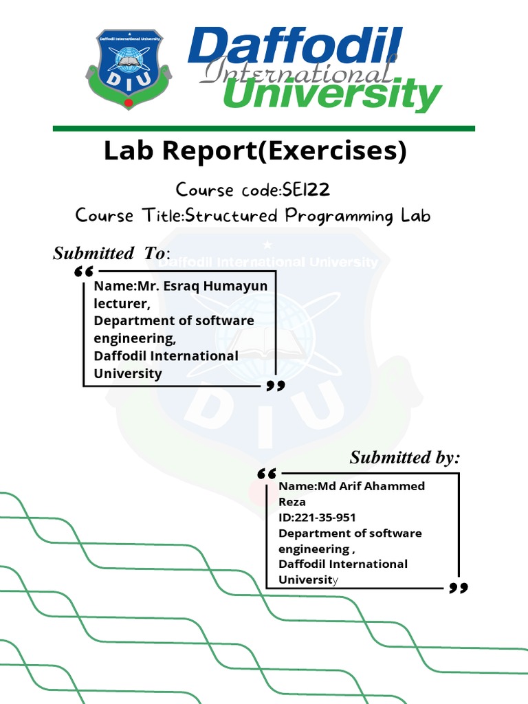 Diu Lab Report Cover Page PDF