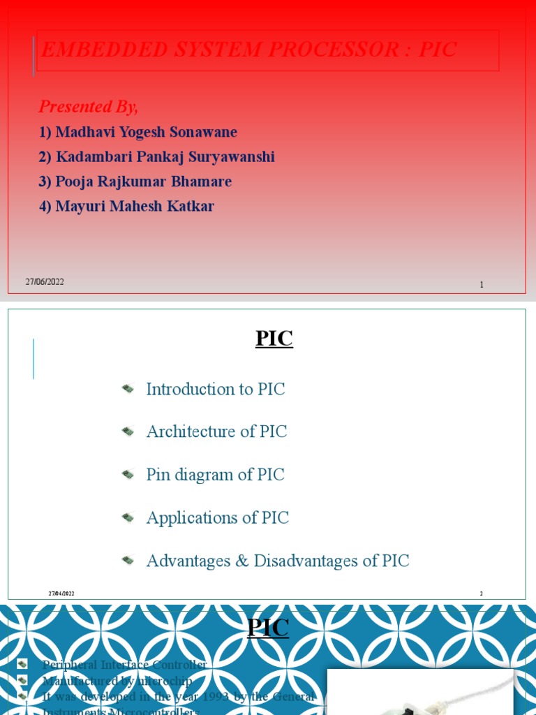 Embedded System Processor: Pic: Presented By | PDF | Microcontroller