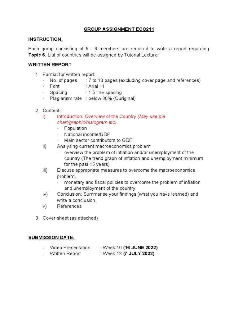 Qustion Group Assignment Eco 211 Pdf Finance Money Management