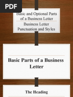 Basic and Optional Parts of A Business Letter Business Letter Punctuation and Styles