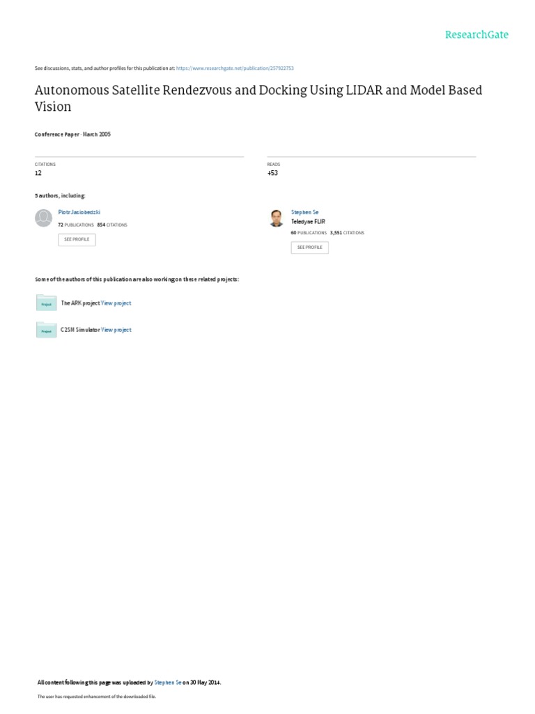 Autonomous Satellite Rendezvous and Docking Using LIDAR and Model Based