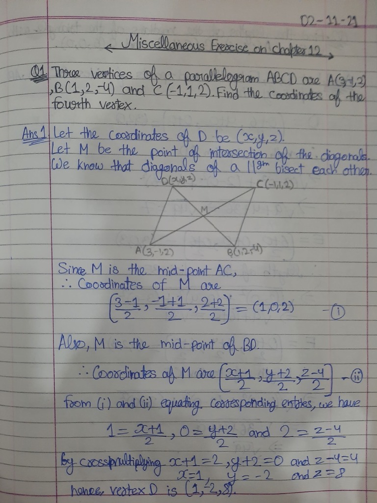 Class 12 3D Geometry Exercises | PDF