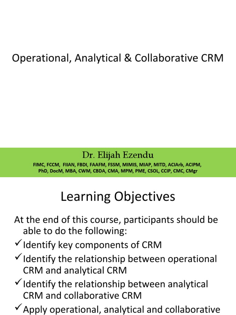 Operational, Analytical & Collaborative CRM | PDF | Customer ...