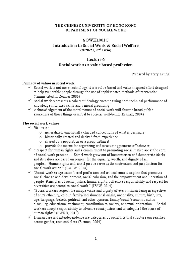 Core Values of Social Work Profession | PDF | Social Work | Value (Ethics)