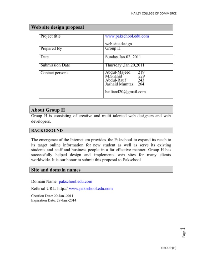 Web Site Design Proposal | PDF