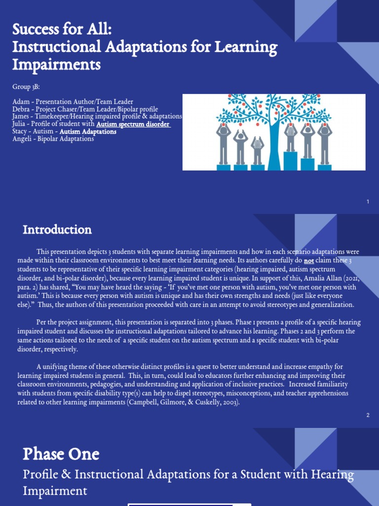 Instructional Adaptations for Learning Impairments | PDF | Bipolar ...