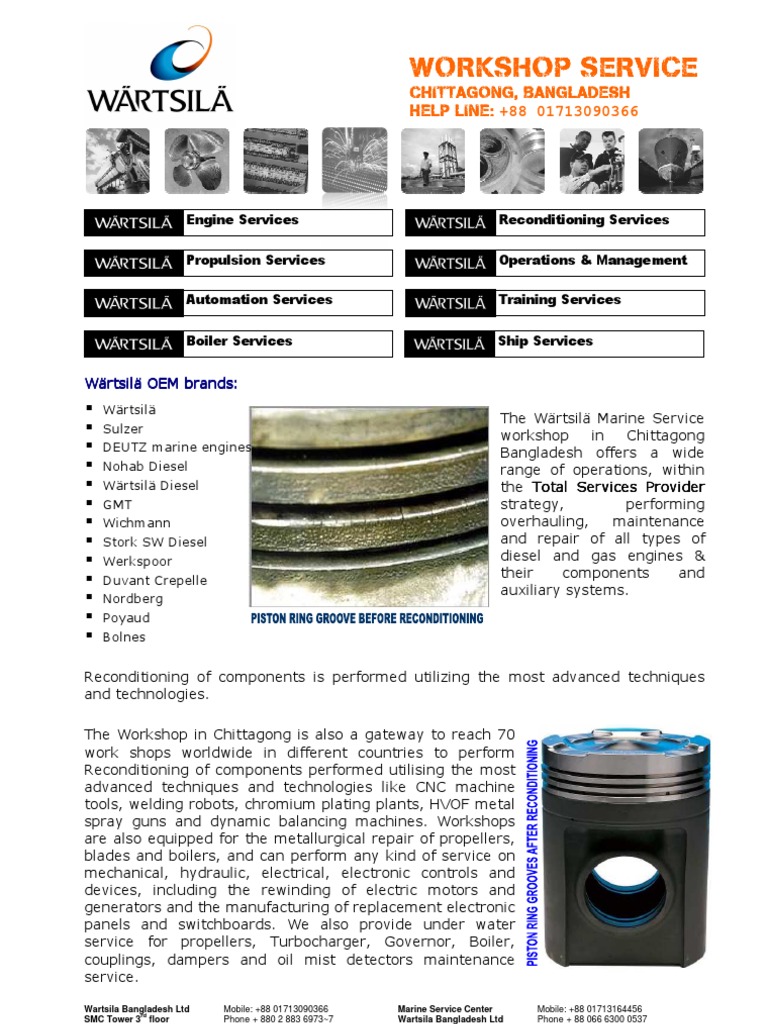Wartsila Diesel Repair Services in Bangladesh | PDF | Diesel Engine ...