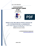 DROIT CONGOLAIS DES OBLIGATIONS ET CONTRAINTES DE MODERNITE - MEMOIRE LICENCE - BASIANI B. Emmanuel